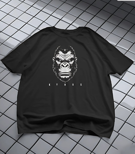 KYRAS: Kyras Urban Gorilla Graphic Round Neck T-Shirt